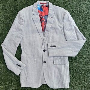 Ted Baker Balrom Linen Herringbone Jacket Unstructured Sport Coat Blazer Khaki 3
